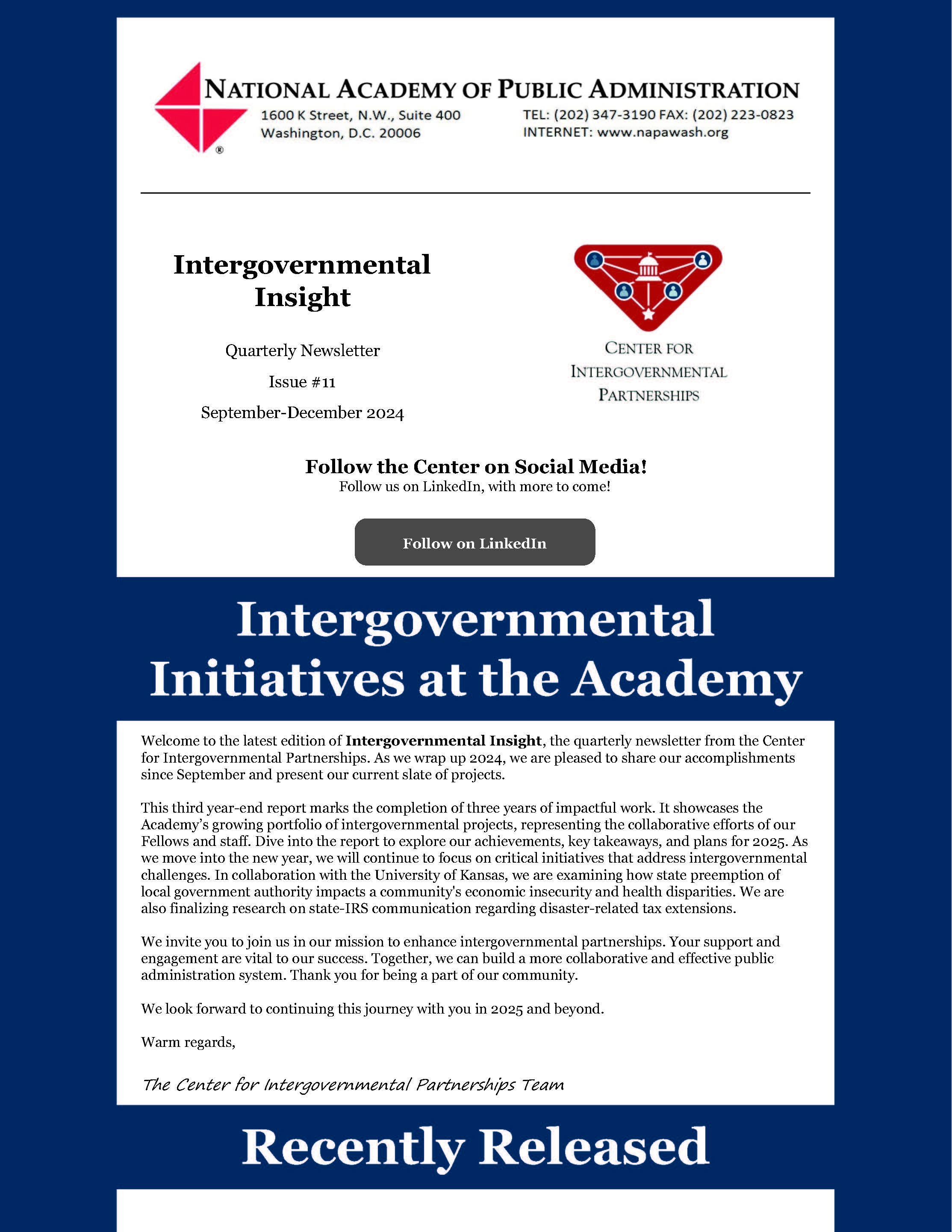 CIP Newsletter Intergovernmental Insight 11th Issue Sep 24 Dec 24 Cover