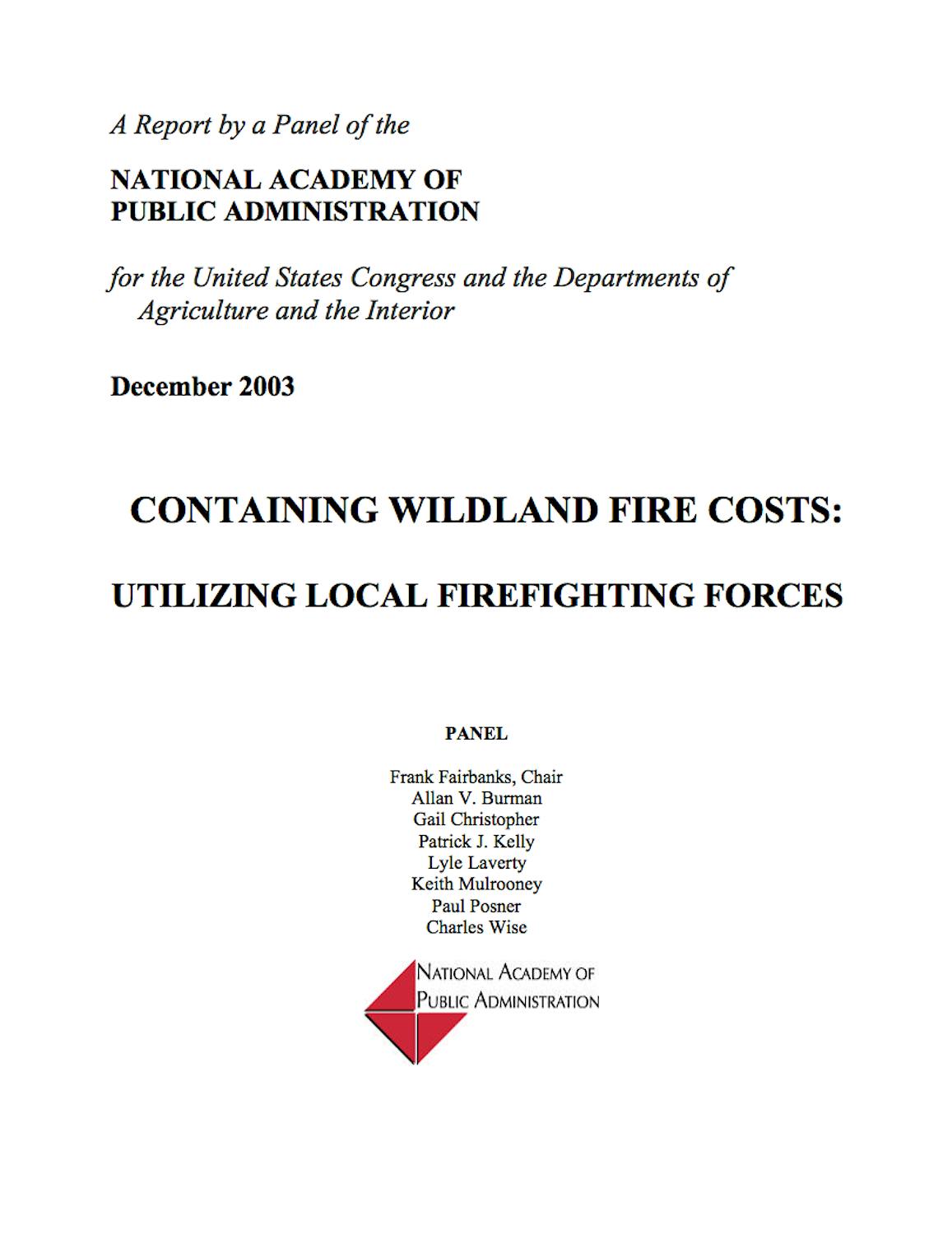 03 12 Containing Widland Fire Costs Utilizing Local Firefighting Forces