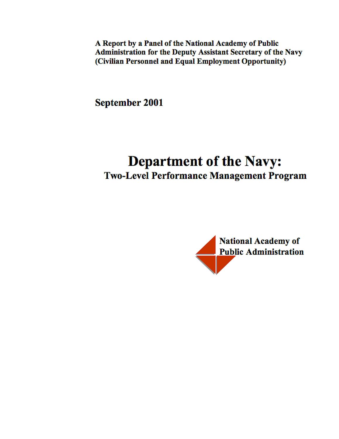 Departmentofthe Navy Two Level Performance Mgmt Prog